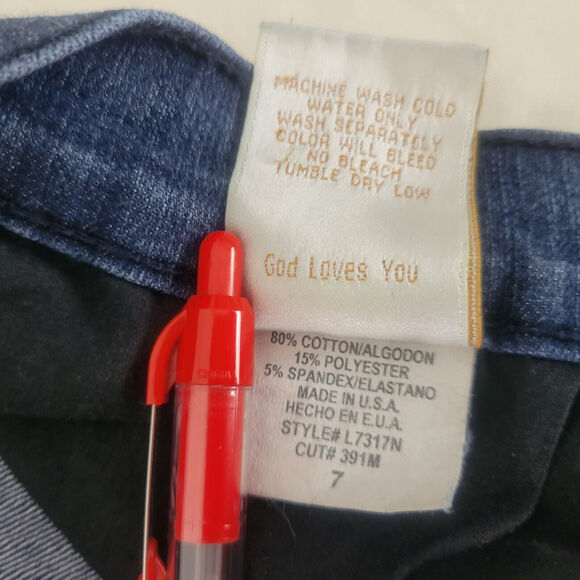 Flying Monkey Jeans Juniors 7 Blue Low Rise Denim Womens Skinny Leg Distressed - Picture 10 of 16